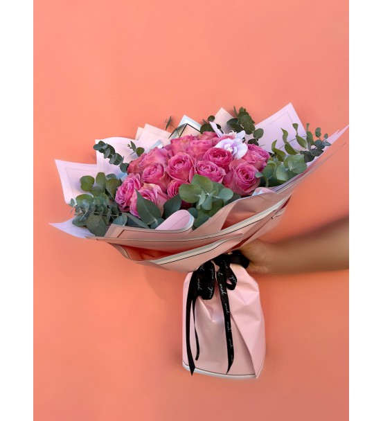 25'li Pembe Gül Buketi - Şık Tasarım