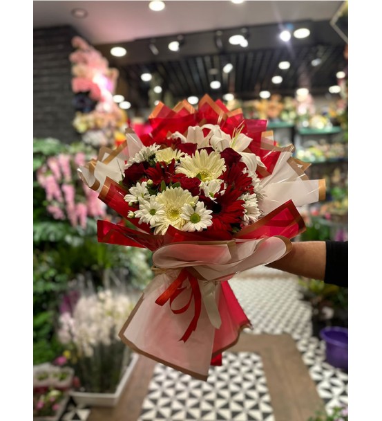 Karışık Gerbera Buketi - Kırmızı Tasarım