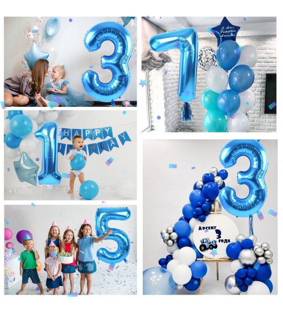 Mavi Helyum Sayı Balonu